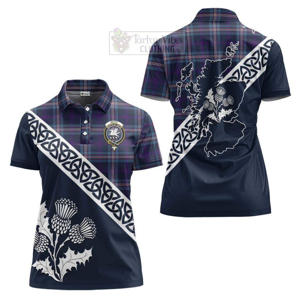 Nevoy Tartan Women's Polo Shirt Featuring Thistle and Scotland Map Women - Tartanvibesclothing Store