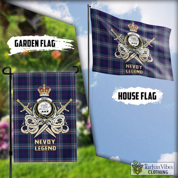 Nevoy Tartan Flag with Clan Crest and the Golden Sword of Courageous Legacy