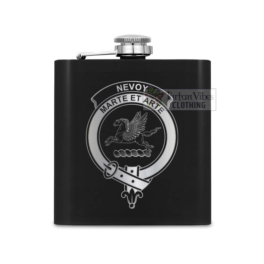 Nevoy Crest Hip Flask Set 7oz Black Stainless Steel with A Gift Box One Size 7oz - 2D-tartanvibesclothing