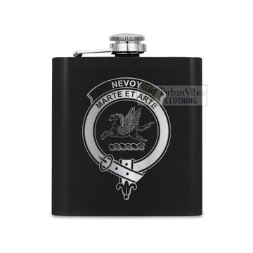 Nevoy Crest Hip Flask Set 7oz Black Stainless Steel with A Gift Box One Size 7oz - 2D-tartanvibesclothing