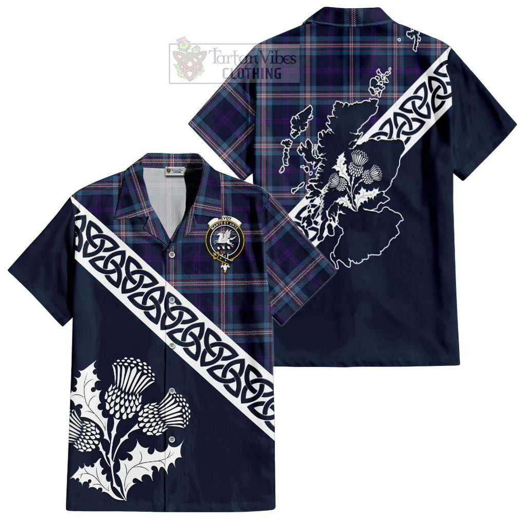 Nevoy Tartan Hawaiian Shirt Featuring Thistle and Scotland Map Kid - Tartan Vibes Clothing