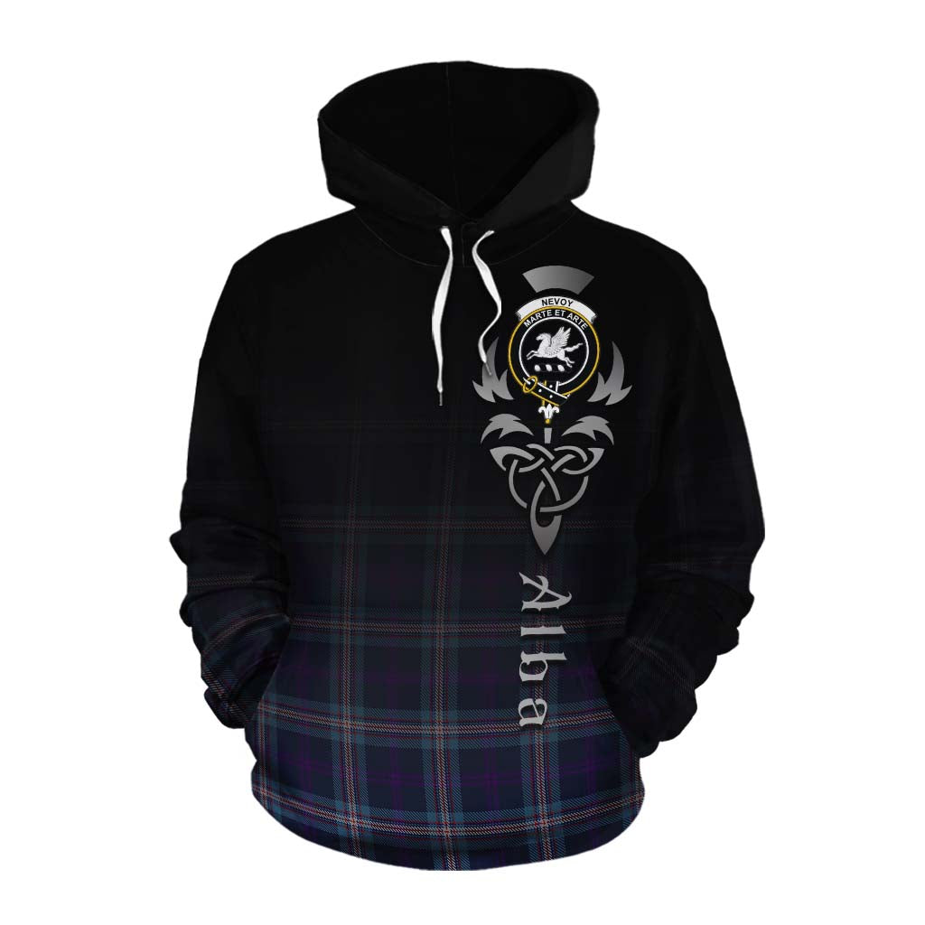 Tartan Vibes Clothing Nevoy Tartan Cotton Hoodie Featuring Alba Gu Brath Family Crest Celtic Inspired