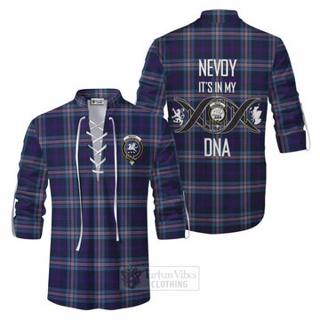 Nevoy Tartan Ghillie Kilt Shirt with Family Crest DNA In Me Style Men - Tartan Vibes Clothing