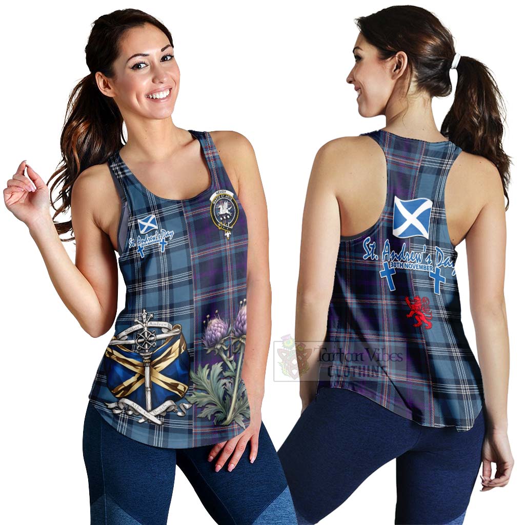 Nevoy Tartan Women's Racerback Tanks Happy St. Andrew's Day Half Tartan Style 4XL - Tartan Vibes Clothing