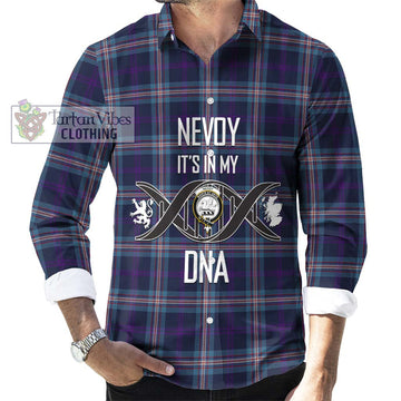 Nevoy Tartan Long Sleeve Button Shirt with Family Crest DNA In Me Style Men's Shirt S - Tartanvibesclothing Shop