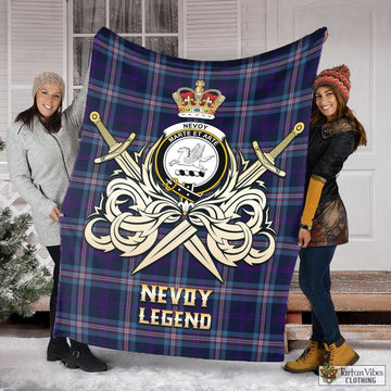 Nevoy Tartan Blanket with Clan Crest and the Golden Sword of Courageous Legacy X-Large 59 x 79 inches 150 x 200 cm - Tartan Vibes Clothing