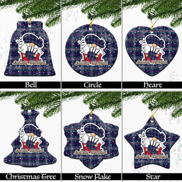 Nevoy Tartan Christmas Ceramic Ornaments with Scottish Gnome Playing Bagpipes Ceramic - Tartan Vibes Clothing