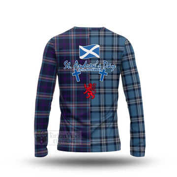 Nevoy Tartan Long Sleeve T-Shirt Happy St. Andrew's Day Half Tartan Style - Tartan Vibes Clothing
