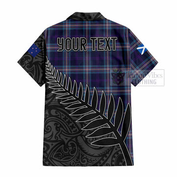Nevoy Crest Tartan Hawaiian Shirt with New Zealand Silver Fern Half Style - Tartan Vibes Clothing