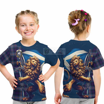Nevoy Tartan Family Crest Kid T-Shirt with Scottish Majestic Lion - Tartan Vibes Clothing