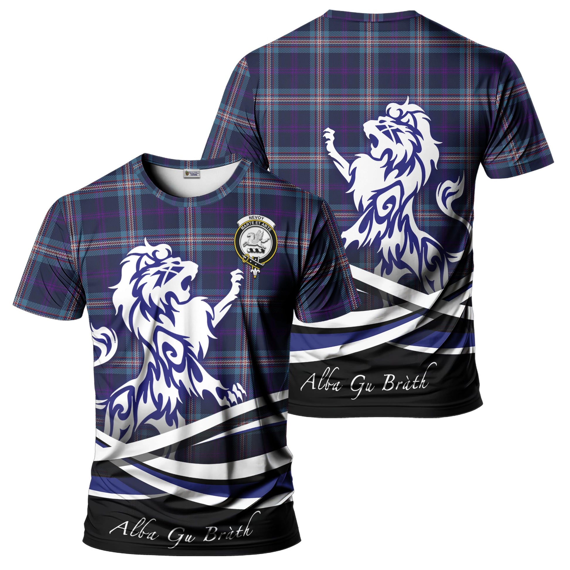 Nevoy Tartan T-Shirt with Alba Gu Brath Regal Lion Emblem - Tartan Vibes Clothing