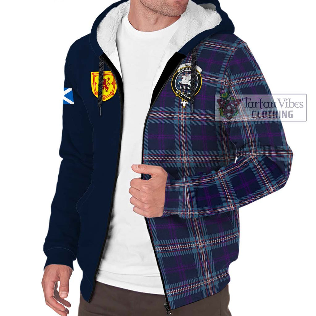 Nevoy Tartan Sherpa Hoodie Alba with Scottish Lion Royal Arm Half Style - Tartan Vibes Clothing