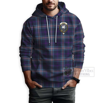 Nevoy Tartan Hoodie with Family Crest and Bearded Skull Holding Bottles of Whiskey - Tartan Vibes Clothing