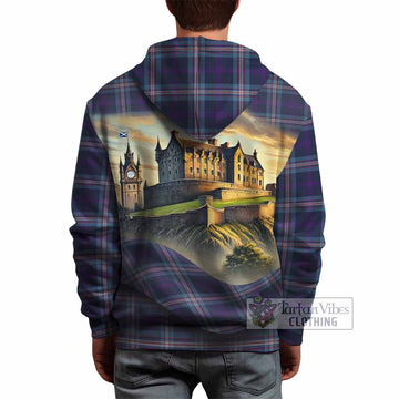Nevoy Tartan Family Crest Hoodie with Scottish Ancient Castle Style - Tartan Vibes Clothing