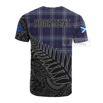 Nevoy Crest Tartan Cotton T-shirt with New Zealand Silver Fern Half Style - Tartan Vibes Clothing