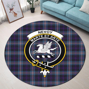 Nevoy Tartan Round Rug with Family Crest - Tartan Vibes Clothing