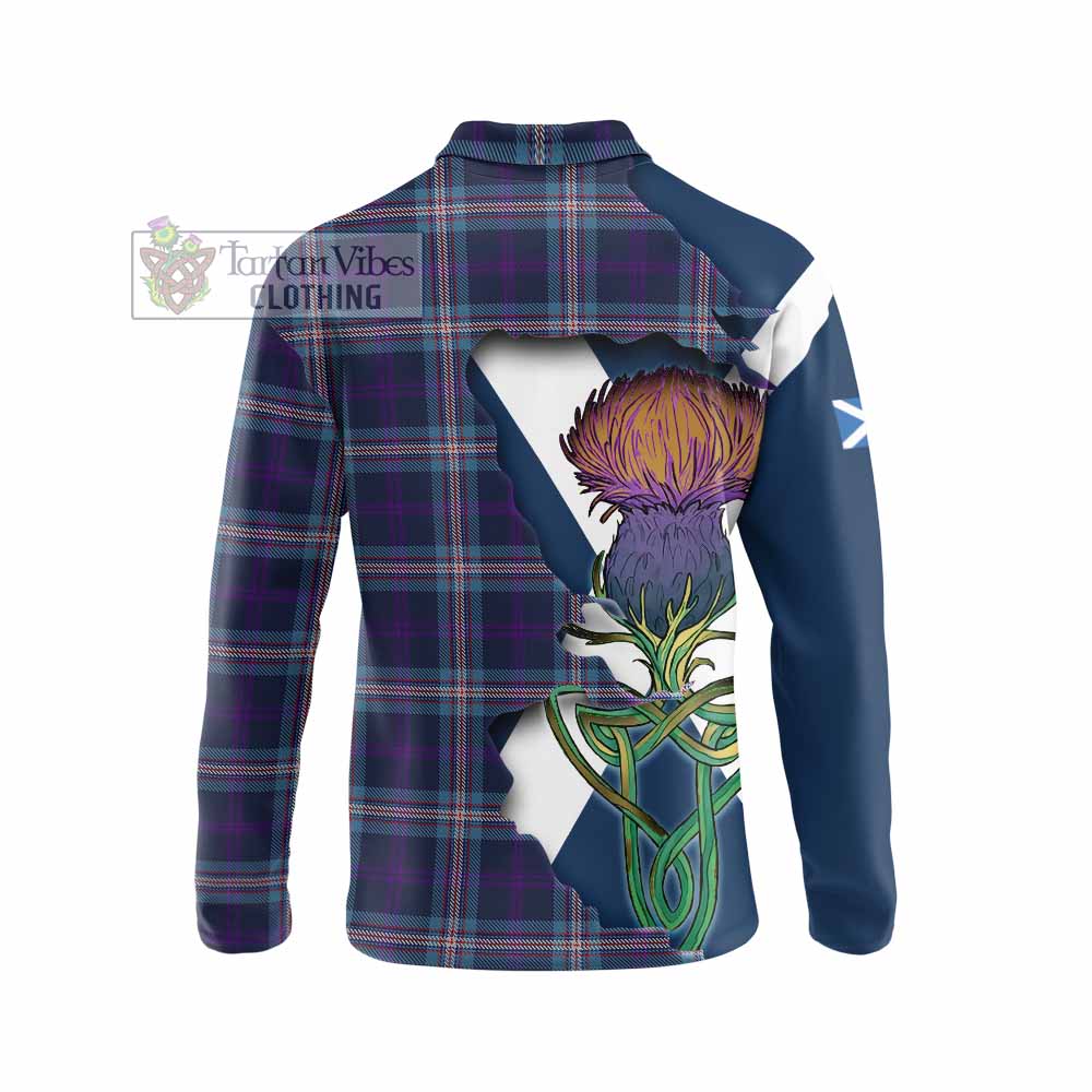 Nevoy Tartan Family Crest Long Sleeve Polo Shirt Scottish Thistle Celtic Inspired - Tartan Vibes Clothing