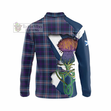 Tartan Vibes Clothing Nevoy Tartan Family Crest Long Sleeve Polo Shirt Scottish Thistle Celtic Inspired