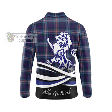 Nevoy Tartan Long Sleeve Polo Shirt with Alba Gu Brath Regal Lion Emblem - Tartan Vibes Clothing