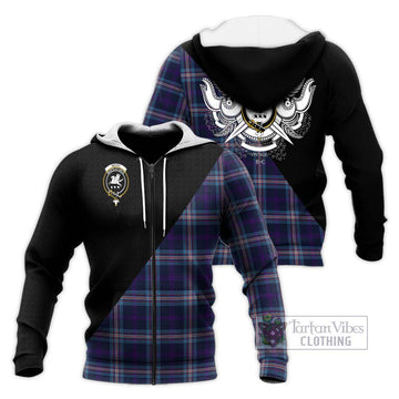 Nevoy Tartan Knitted Hoodie with Family Crest and Military Logo Style Unisex Knitted Zip Hoodie - Tartan Vibes Clothing