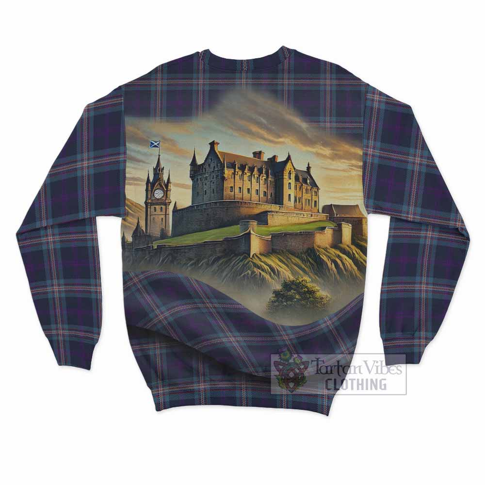 Nevoy Tartan Family Crest Sweatshirt with Scottish Ancient Castle Style - Tartan Vibes Clothing