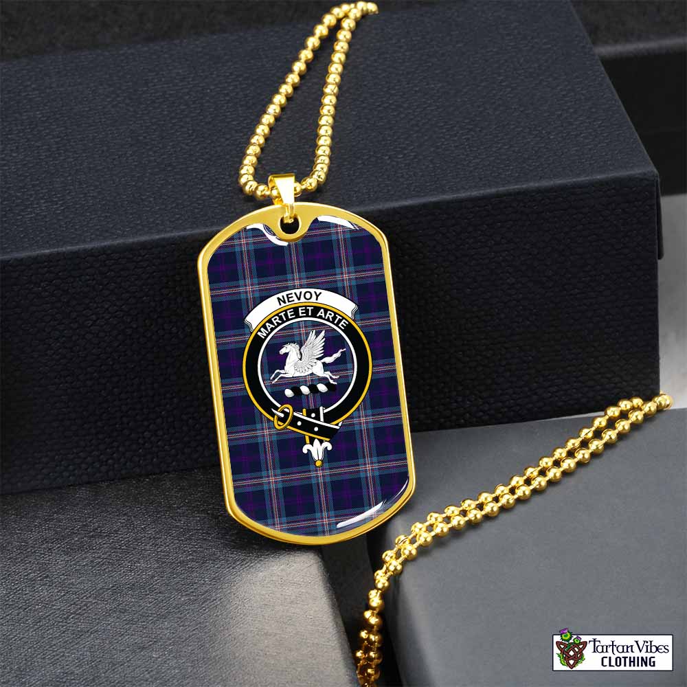 Nevoy Tartan Dog Tag Necklace with Family Crest Gold No - Tartan Vibes Clothing