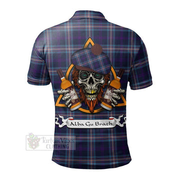 Nevoy Tartan Polo Shirt with Family Crest and Bearded Skull Holding Bottles of Whiskey - Tartan Vibes Clothing