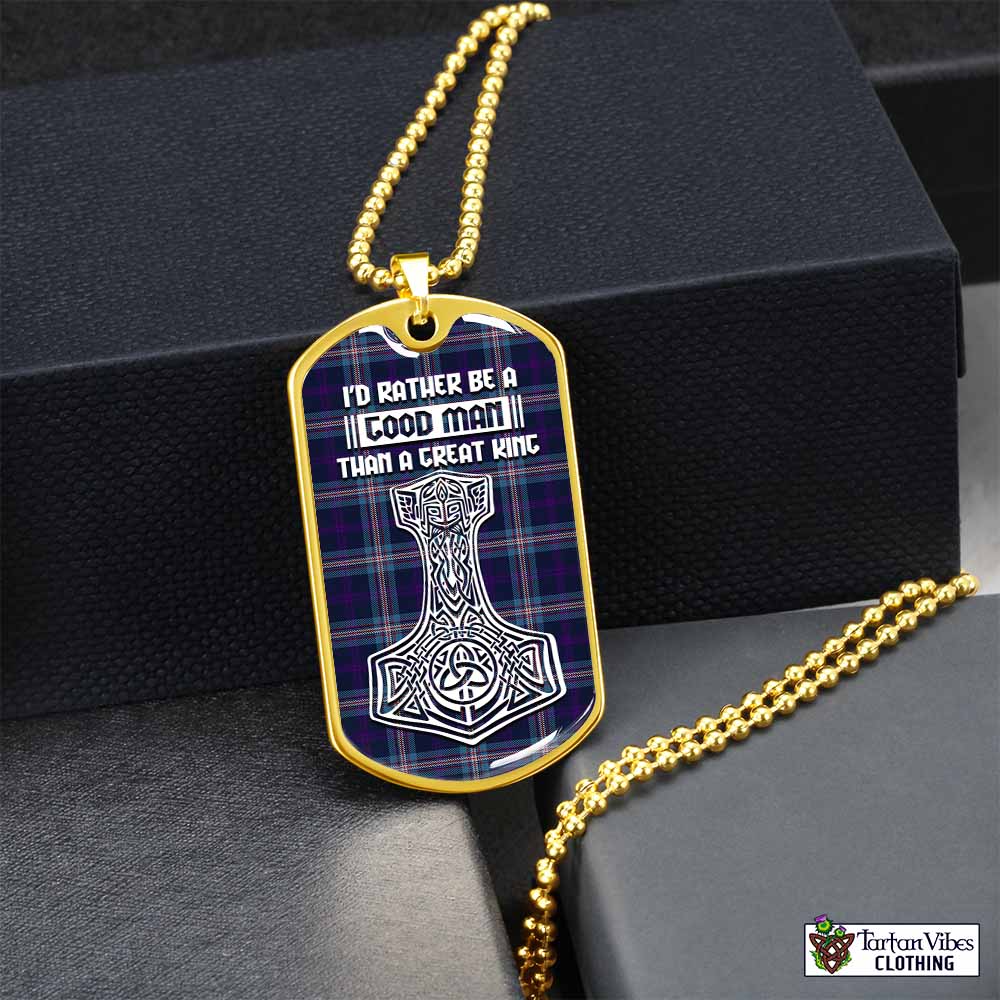 Nevoy Tartan Dog Tag Necklace Viking Mjolnir Style Gold No - Tartan Vibes Clothing