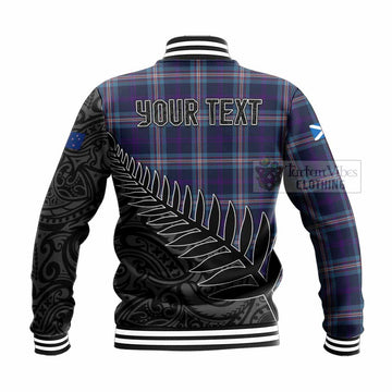 Nevoy Crest Tartan Baseball Jacket with New Zealand Silver Fern Half Style - Tartan Vibes Clothing