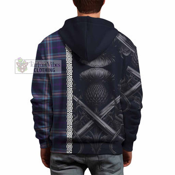 Nevoy Tartan Hoodie with Family Crest Cross Sword Thistle Celtic Vibes - Tartan Vibes Clothing