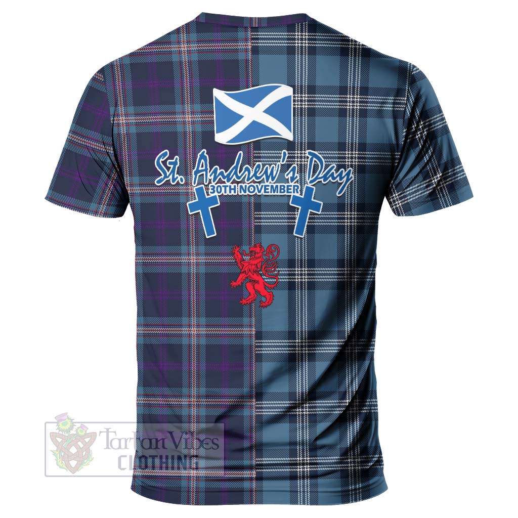Nevoy Tartan T-Shirt Happy St. Andrew's Day Half Tartan Style - Tartan Vibes Clothing
