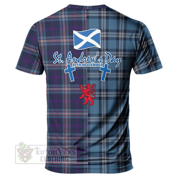 Nevoy Tartan T-Shirt Happy St. Andrew's Day Half Tartan Style - Tartan Vibes Clothing