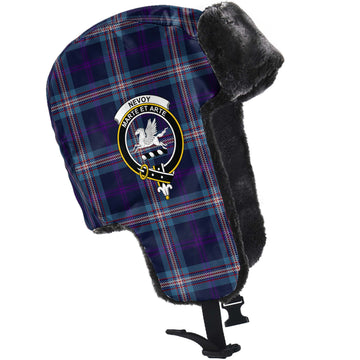 Nevoy Tartan Winter Trapper Hat with Family Crest - Tartan Vibes Clothing