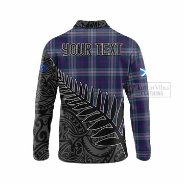Nevoy Crest Tartan Long Sleeve Polo Shirt with New Zealand Silver Fern Half Style - Tartan Vibes Clothing