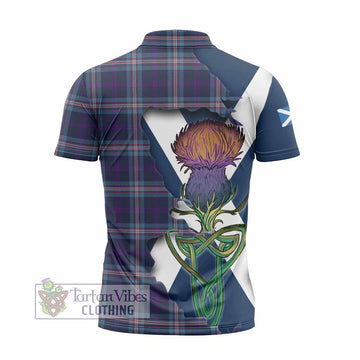 Nevoy Tartan Family Crest Zipper Polo Shirt Scottish Thistle Celtic Inspired - Tartan Vibes Clothing
