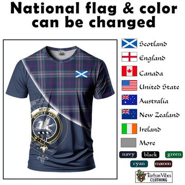 Nevoy Tartan T-Shirt with Personalised National Flag and Family Crest Half Style - Tartan Vibes Clothing
