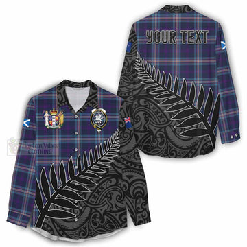Nevoy Crest Tartan Women's Casual Shirt with New Zealand Silver Fern Half Style - Tartan Vibes Clothing