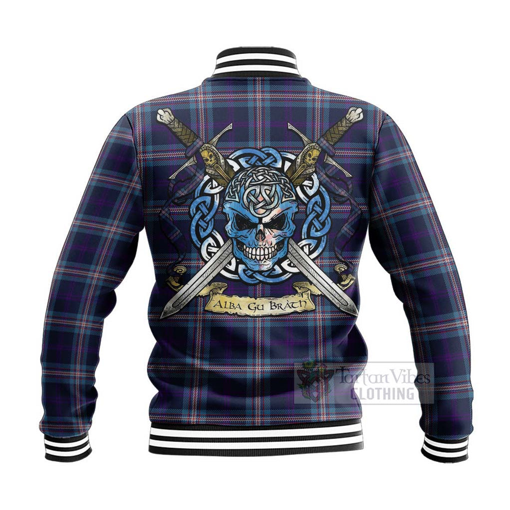 Nevoy Tartan Baseball Jacket with Family Crest Celtic Skull Style - Tartan Vibes Clothing