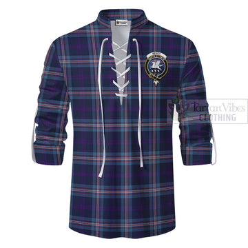 Nevoy Tartan Ghillie Kilt Shirt with Family Crest and Bearded Skull Holding Bottles of Whiskey - Tartan Vibes Clothing