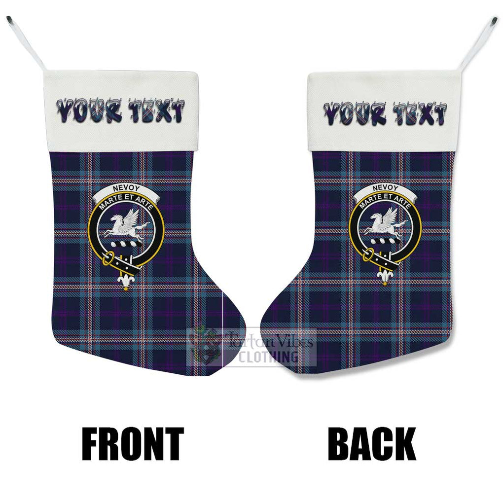 Nevoy Tartan Family Crest Christmas Stocking with Personalized Text - Tartan Vibes Clothing