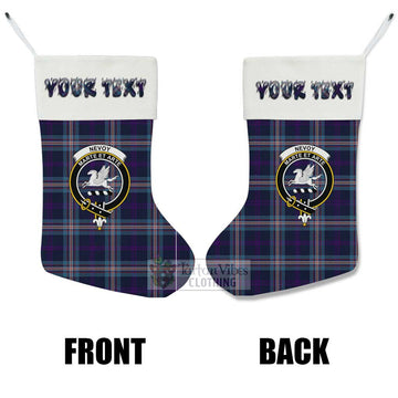 Nevoy Tartan Family Crest Christmas Stocking with Personalized Text - Tartan Vibes Clothing