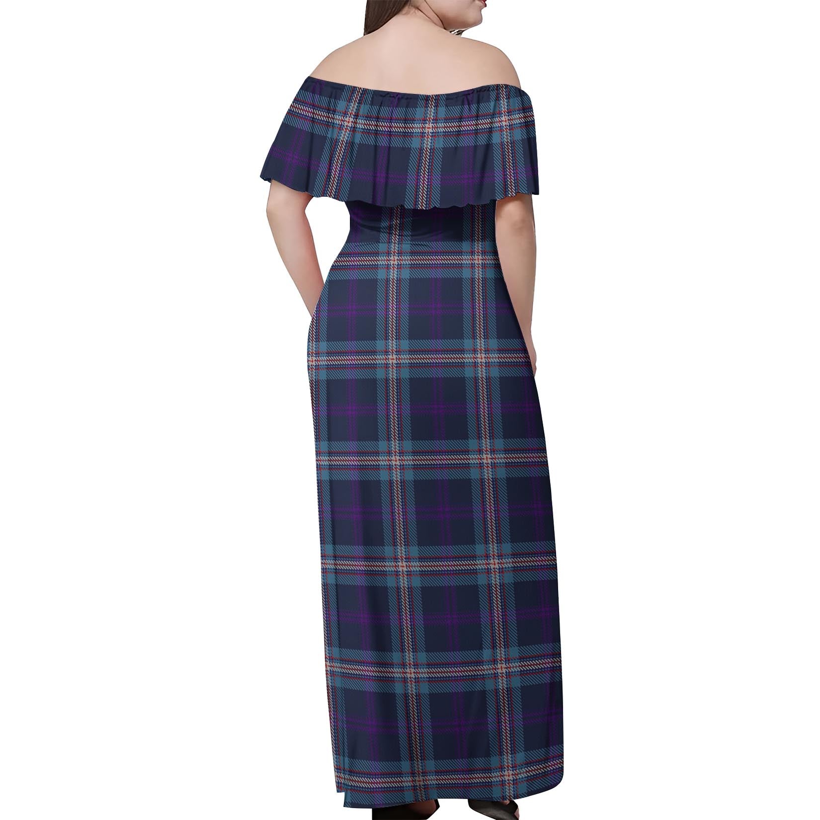 Nevoy Tartan Off Shoulder Long Dress - Tartan Vibes Clothing