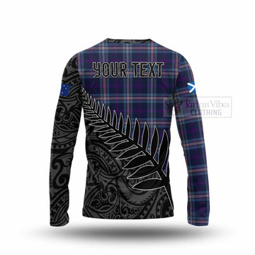 Nevoy Crest Tartan Long Sleeve T-Shirt with New Zealand Silver Fern Half Style - Tartan Vibes Clothing