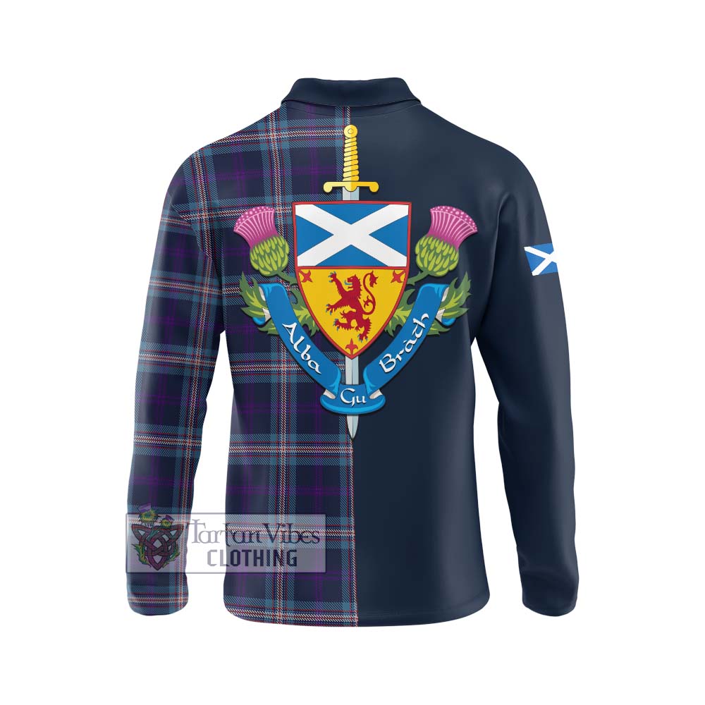 Nevoy Tartan Long Sleeve Polo Shirt Alba with Scottish Lion Royal Arm Half Style - Tartan Vibes Clothing
