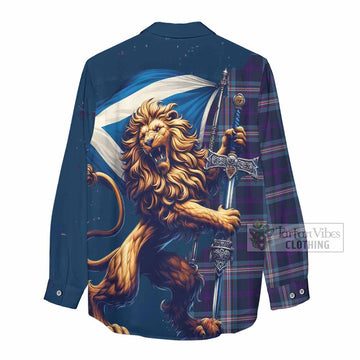 Nevoy Tartan Family Crest Women's Casual Shirt with Scottish Majestic Lion - Tartan Vibes Clothing