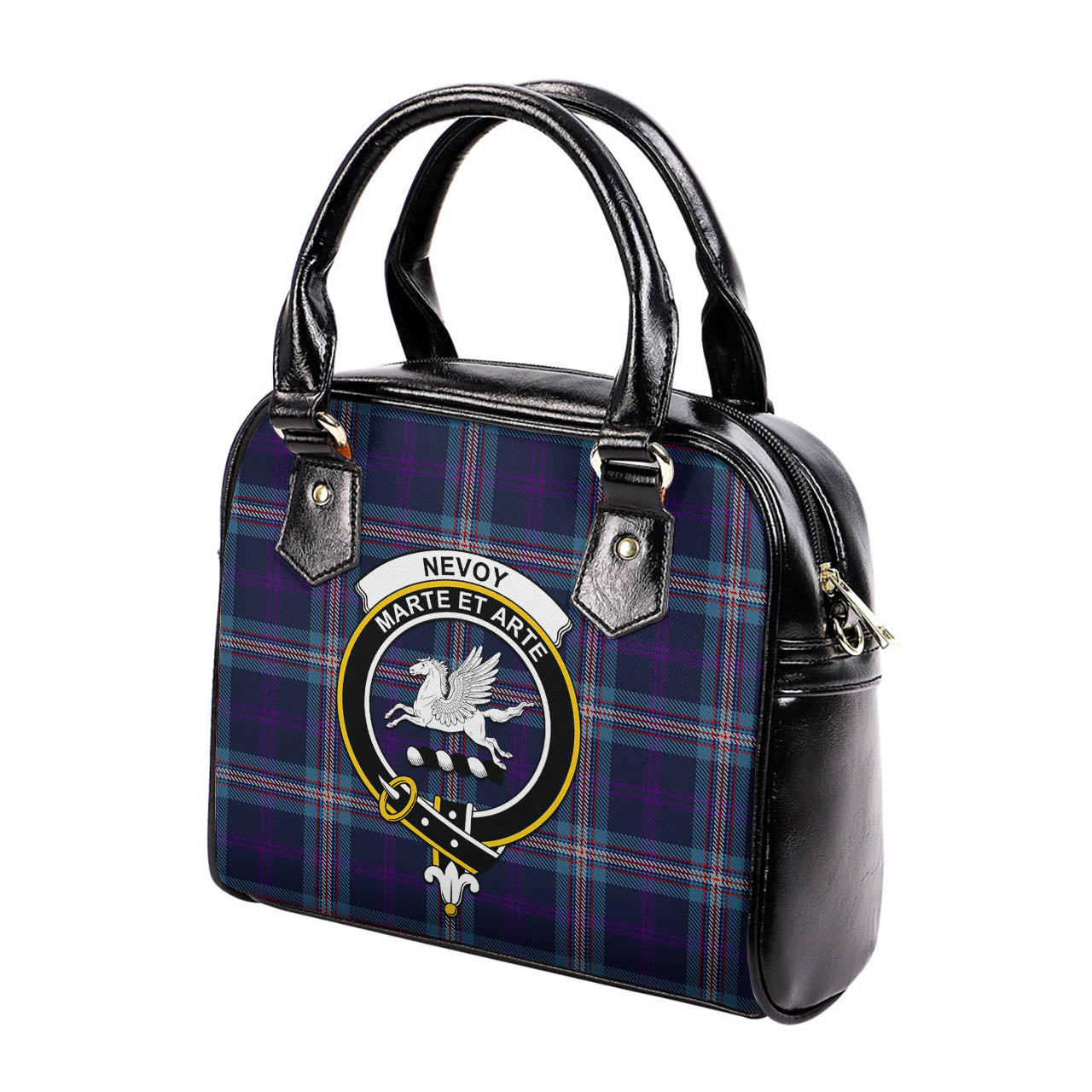 Nevoy Tartan Shoulder Handbags with Family Crest - Tartan Vibes Clothing