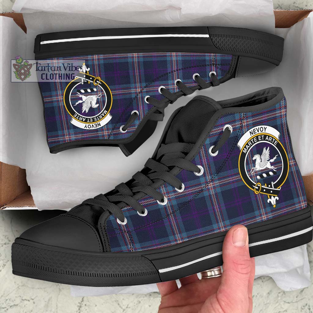 Nevoy Tartan High Top Shoes with Family Crest - Tartan Vibes Clothing