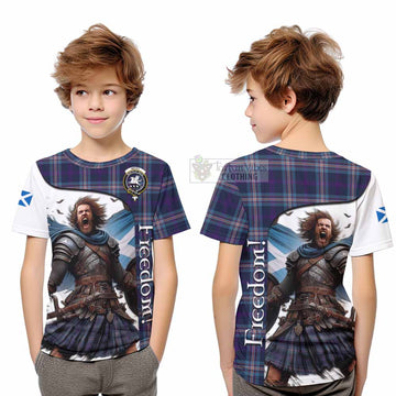 Tartan Vibes Clothing Nevoy Crest Tartan Kid T-Shirt Inspired by the Freedom of Scottish Warrior
