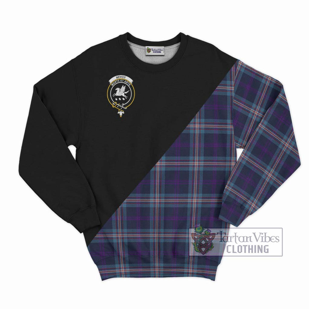 Nevoy Tartan Sweatshirt with Family Crest and Military Logo Style - Tartan Vibes Clothing