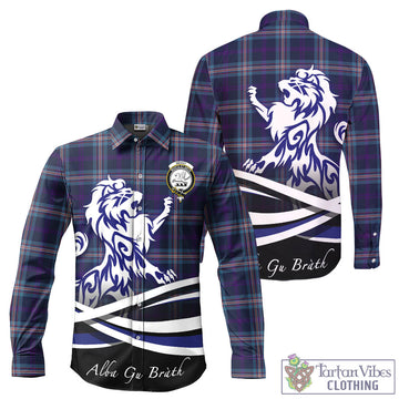 Nevoy Tartan Long Sleeve Button Up Shirt with Alba Gu Brath Regal Lion Emblem